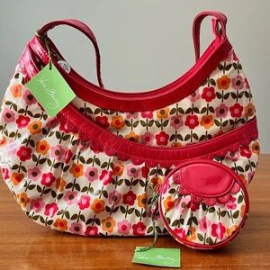 NEW Vera Bradley Frill Folkloric Hotsy Totsy Hobo Bag Peek A Boo Coin Purse